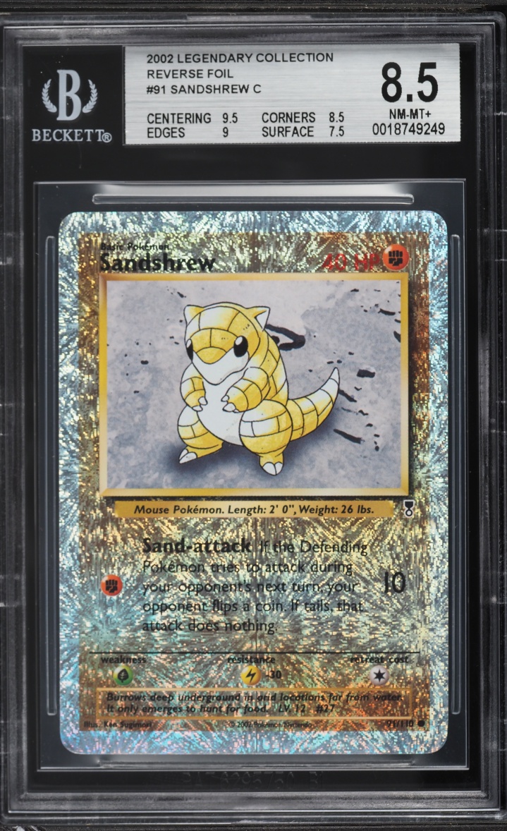 2002 Pokemon Legendary Collection Reverse Holo Sandshrew #91 BGS 8.5 NM-MT+