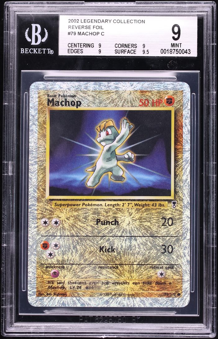 2002 Pokemon Legendary Collection Reverse Holo Machop #79 BGS 9 MINT