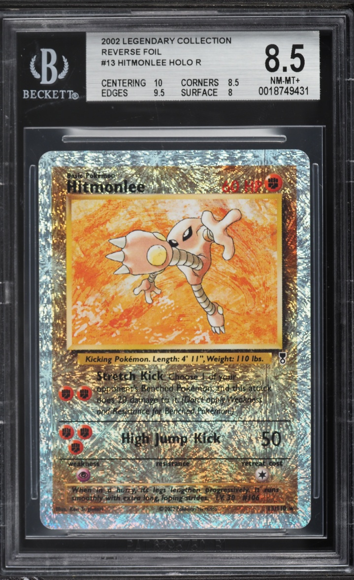 2002 Pokemon Legendary Collection Reverse Holo Hitmonlee #13 BGS 8.5 NM-MT+