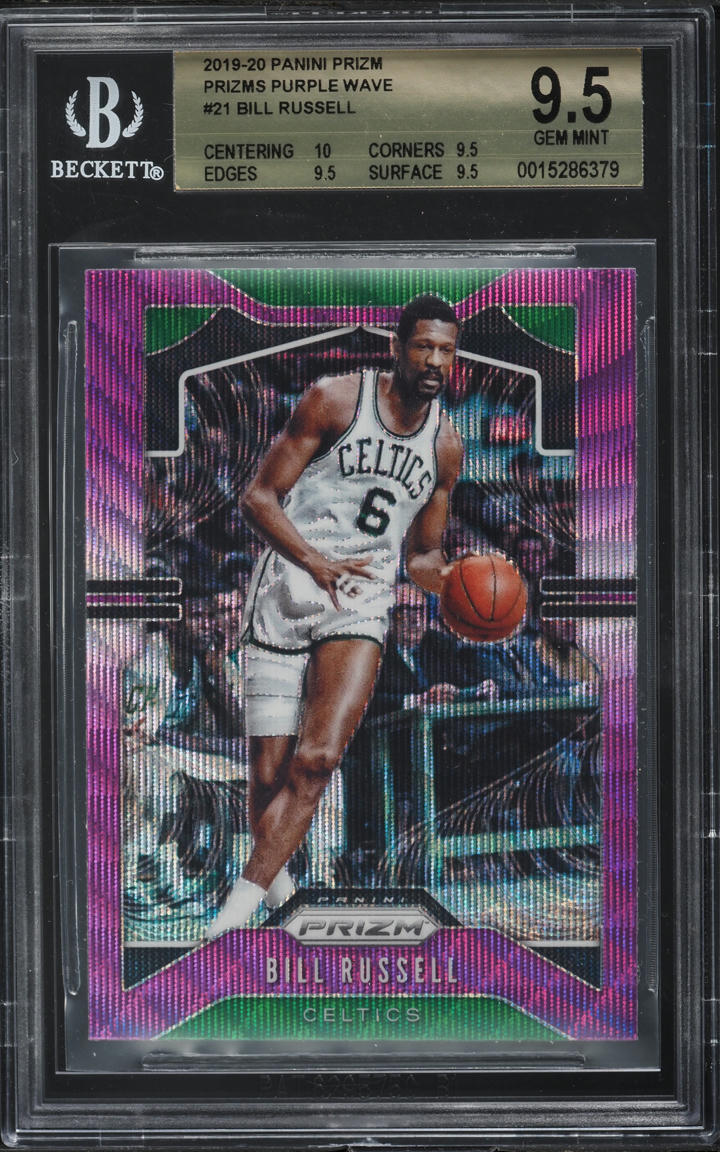 2019 Panini Prizm Purple Wave Bill Russell #21 BGS 9.5 GEM MINT