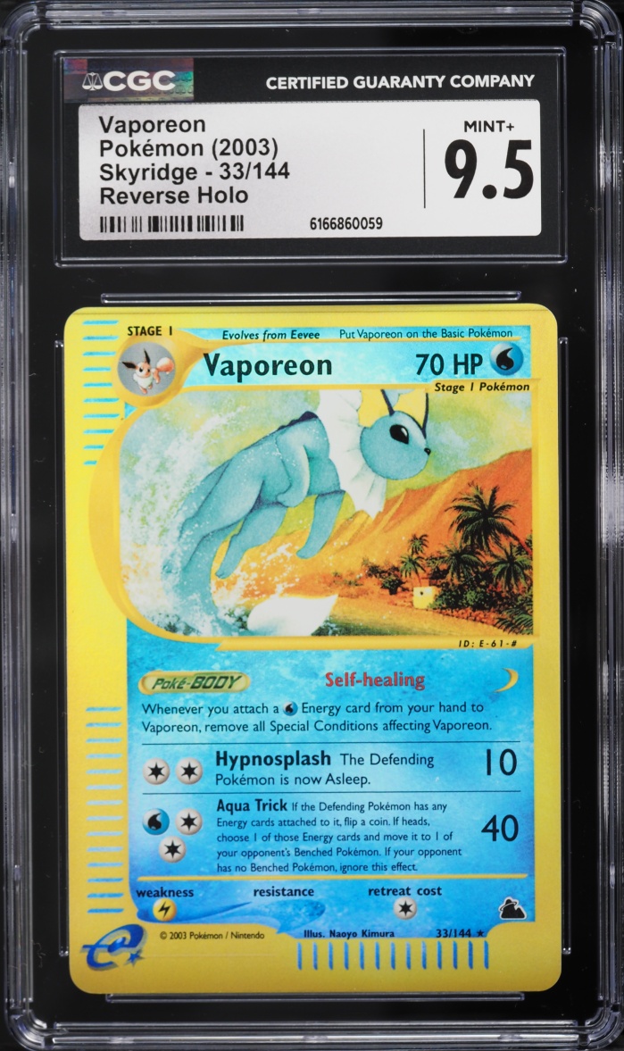 2003 Pokemon Skyridge Reverse Holo Vaporeon #33 CGC 9.5 MINT+
