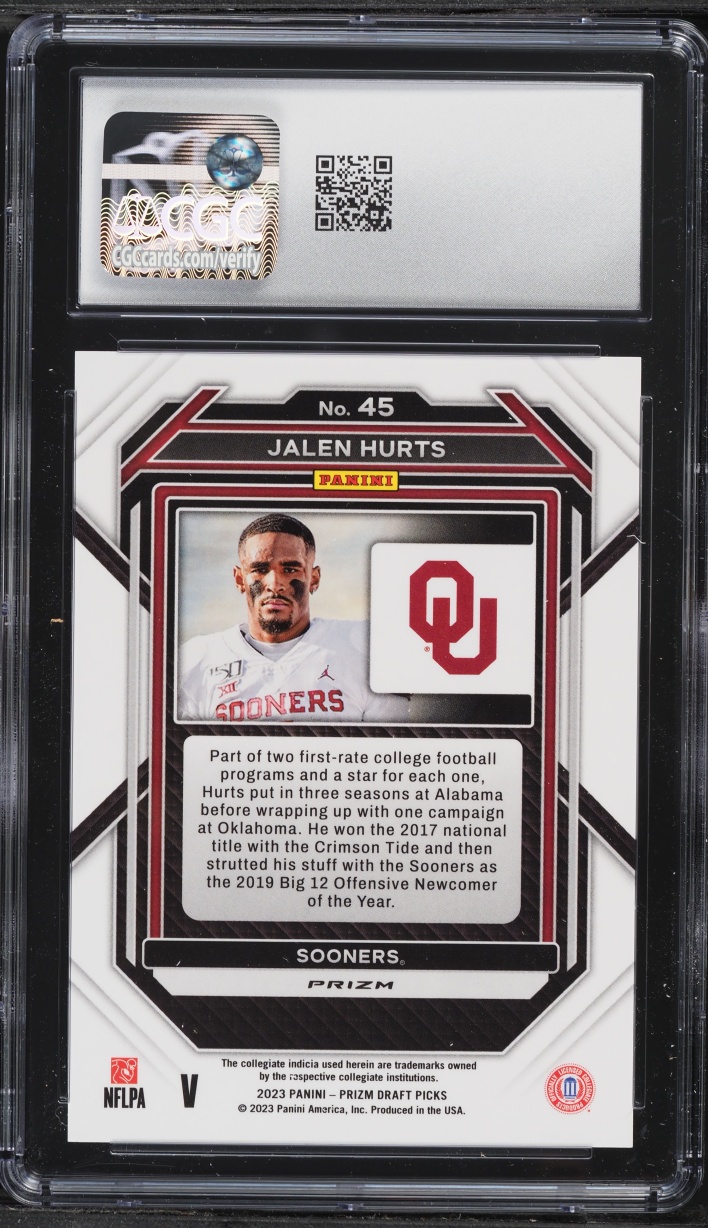 2023 Panini Prizm Draft Picks Variation Jalen Hurts #45 CGC 9 MINT