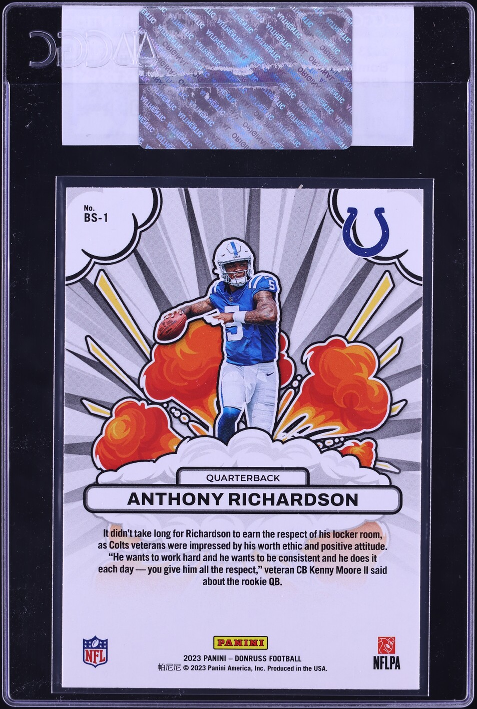 2023 Donruss Bomb Squad! Anthony Richardson ROOKIE #BS-1 CGC AUTH