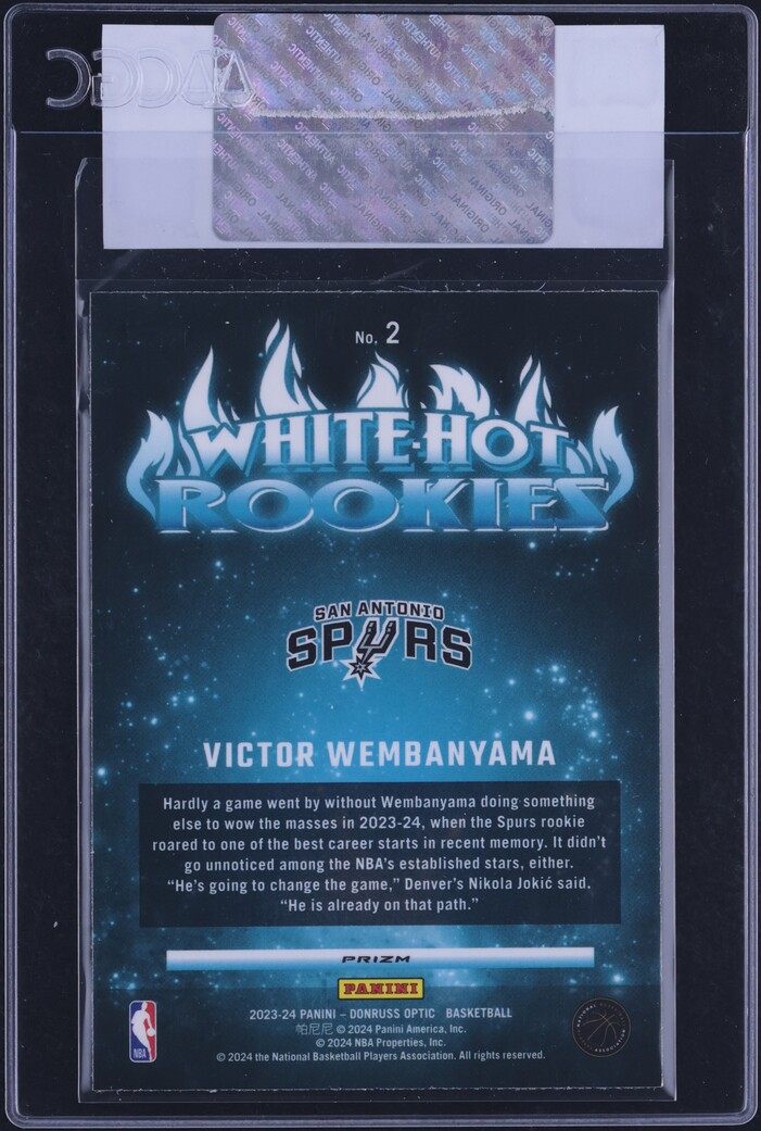 2023 Donruss Optic White Hot Holo Victor Wembanyama ROOKIE #2 CGC AUTH