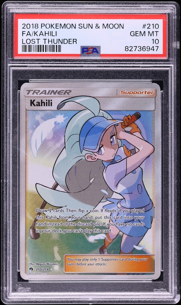 2018 Pokemon Sun & Moon Lost Thunder Full Art Kahili #210 PSA 10 GEM MINT