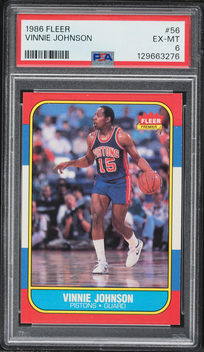 1986 Fleer Basketball Vinnie Johnson #56 PSA 6 EXMT