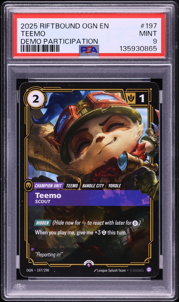 2025 Riftbound League Of Legends Origins Demo Participation Teemo #197 PSA 9 MINT