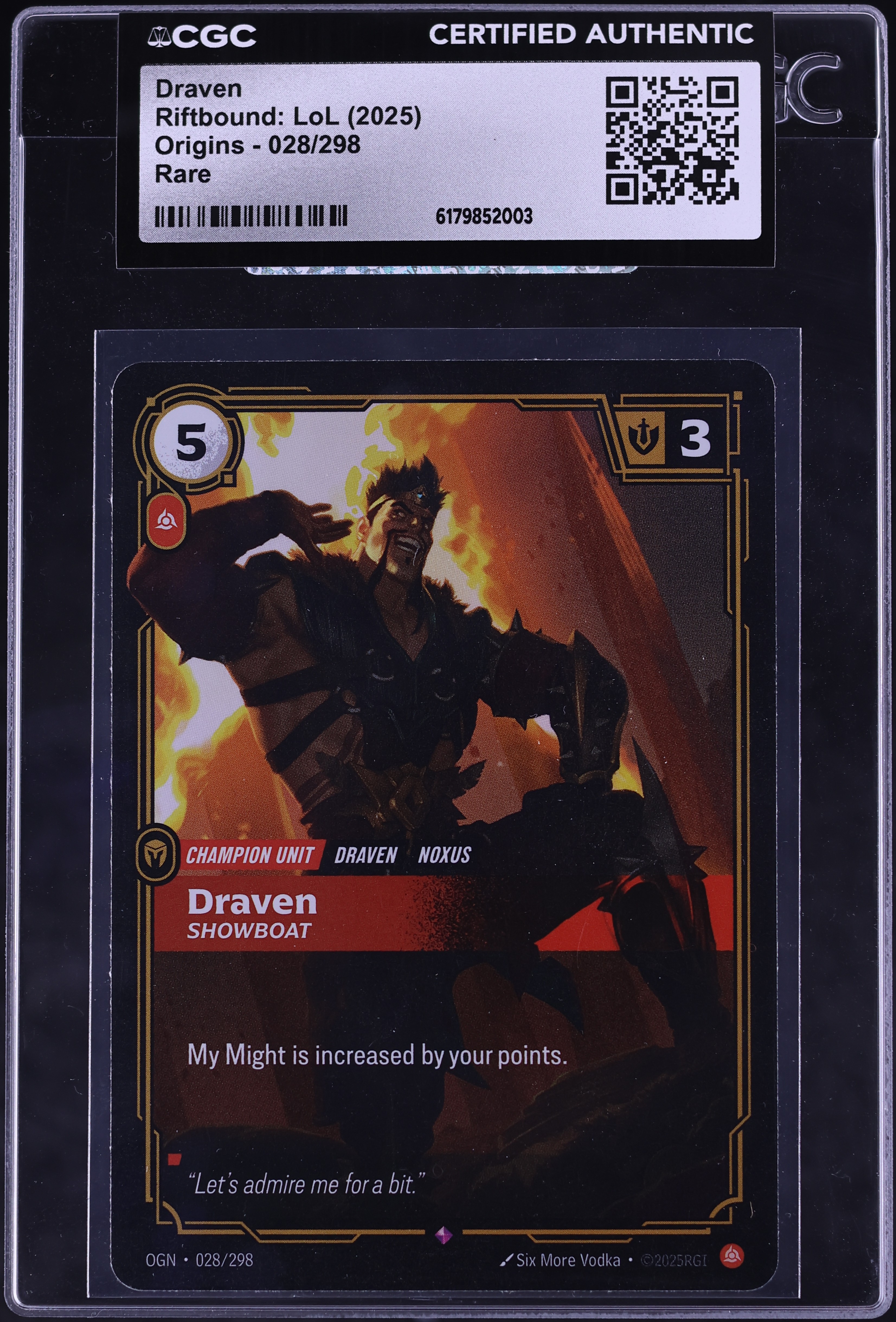 2025 Riftbound League Of Legends LoL Origins Draven #028 CGC AUTH