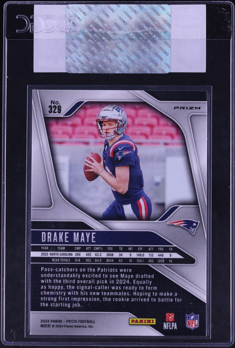 2024 Panini Prizm Red White & Blue Drake Maye ROOKIE #329 CGC AUTH