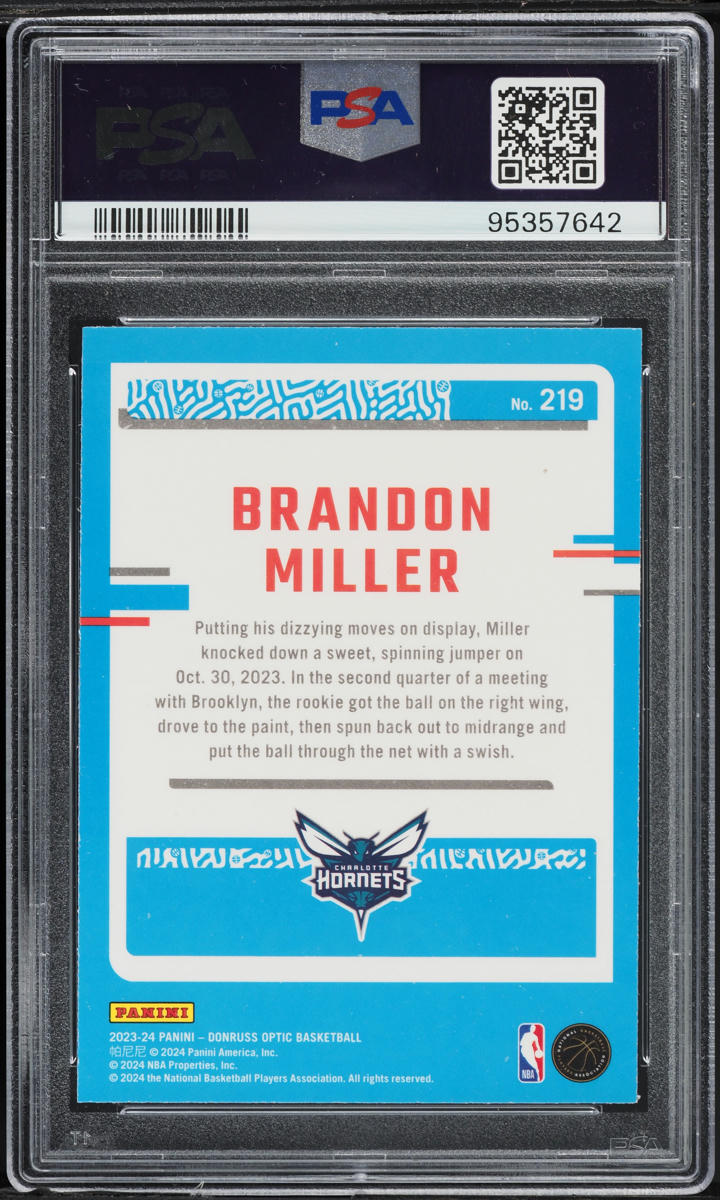 2023 Donruss Optic Brandon Miller ROOKIE #219 PSA 7 NRMT