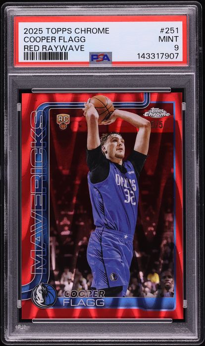 2025 Topps Chrome Red Raywave Cooper Flagg ROOKIE 5/5 #251 PSA 9 MINT