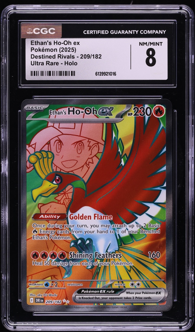 2025 Pokemon Scarlet & Violet Destined Rivals Full Art Ethan's Ho-Oh Ex #209 CGC 8 NM-MT