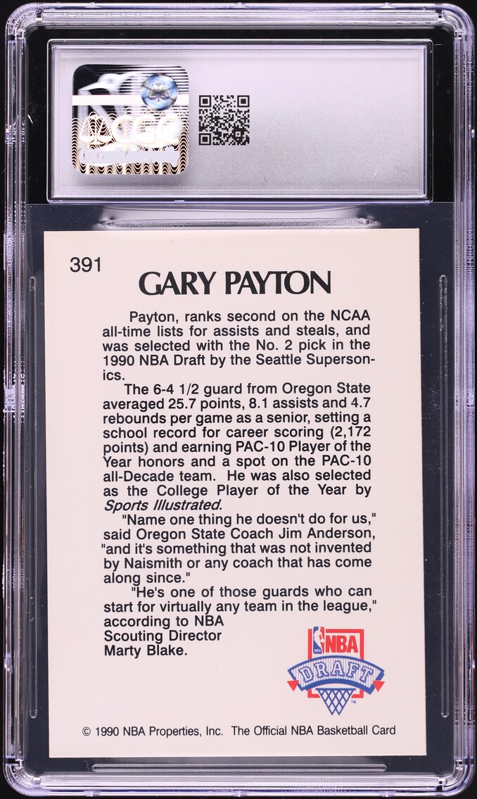 1990 Hoops Gary Payton ROOKIE #391 CGC 7 NRMT