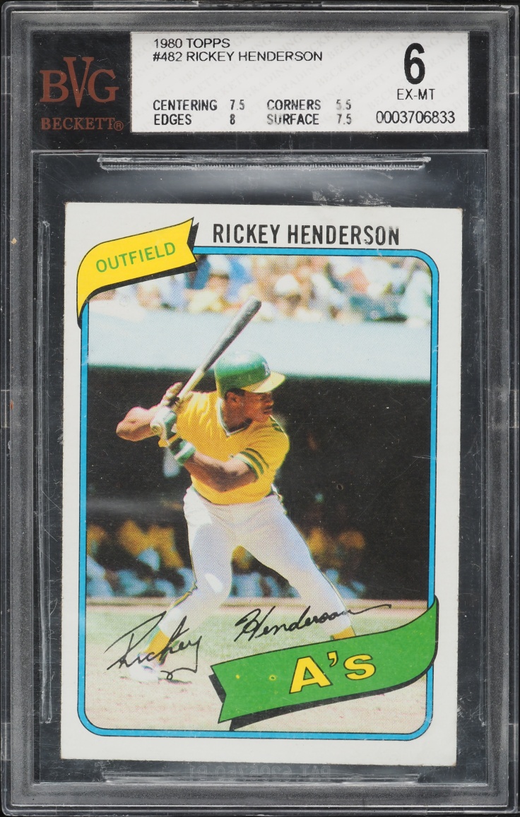 1980 Topps Rickey Henderson ROOKIE #482 BVG 6 EXMT