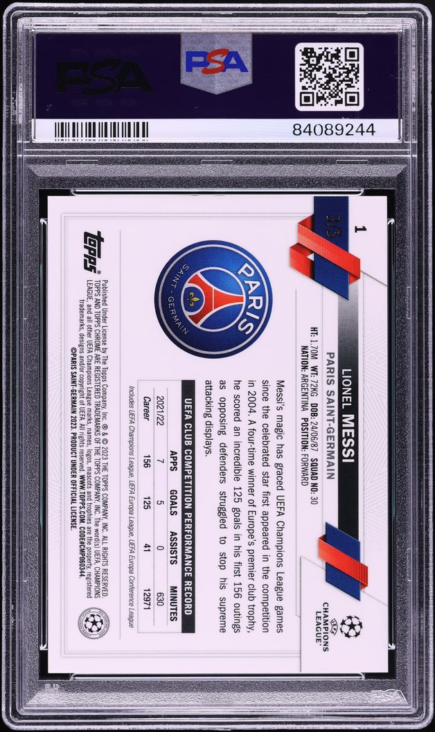 2022 Topps Chrome Sapphire UEFA Club Competitions Red Lionel Messi SP ...