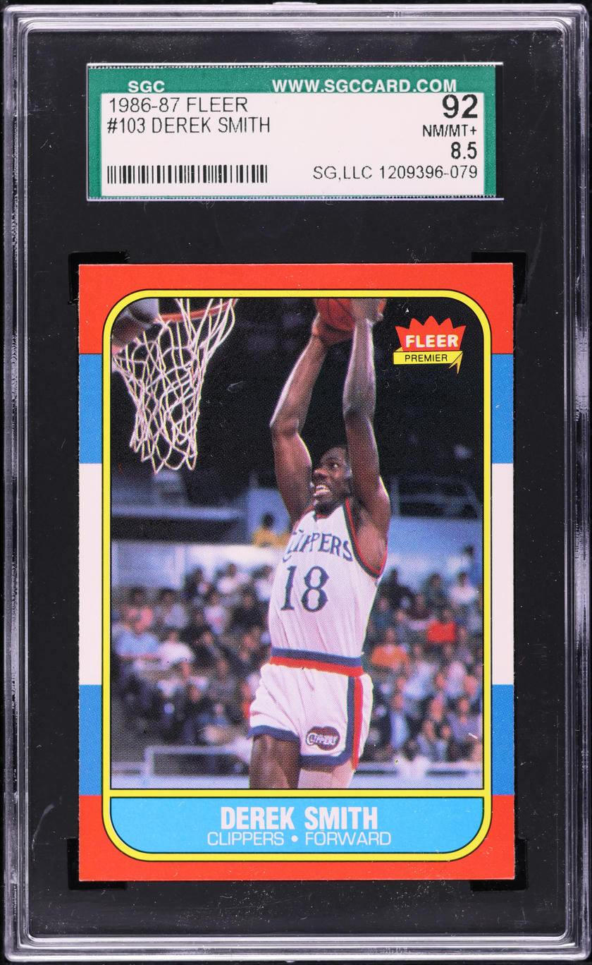 1986 Fleer Basketball Derek Smith #103 SGC 8.5 NM-MT+