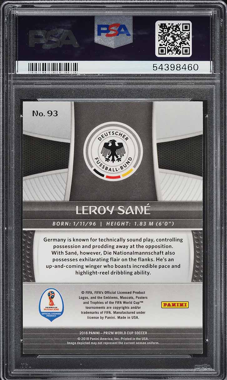 2018 Panini Prizm World Cup Leroy Sane ROOKIE #93 PSA 10 GEM MINT