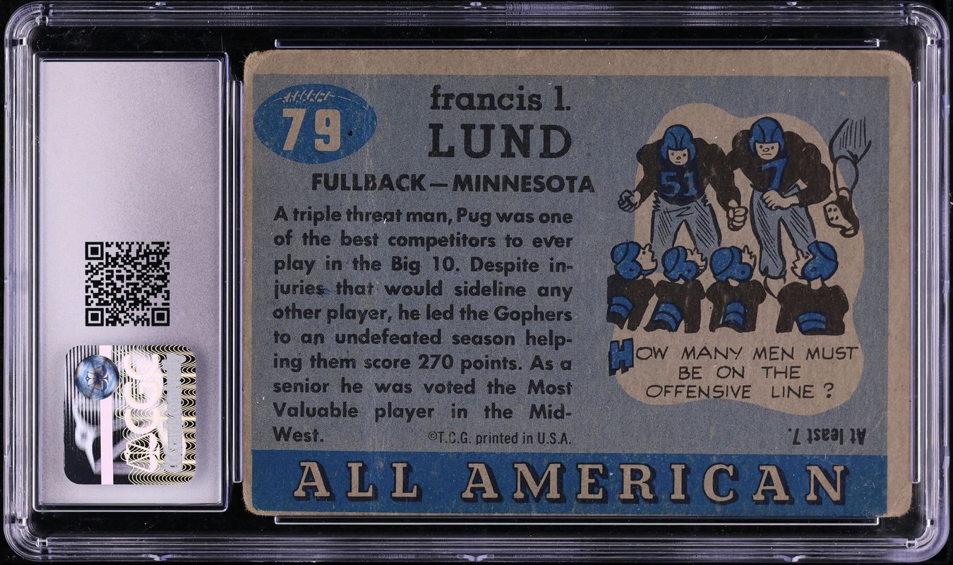 1955 Topps All American Pug Lund #79 CGC 1.5 FR