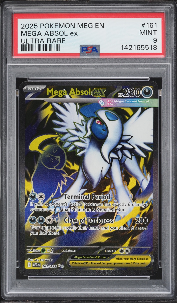 2025 Pokemon Mega Evolution Full Art Mega Absol EX #161 PSA 9 MINT
