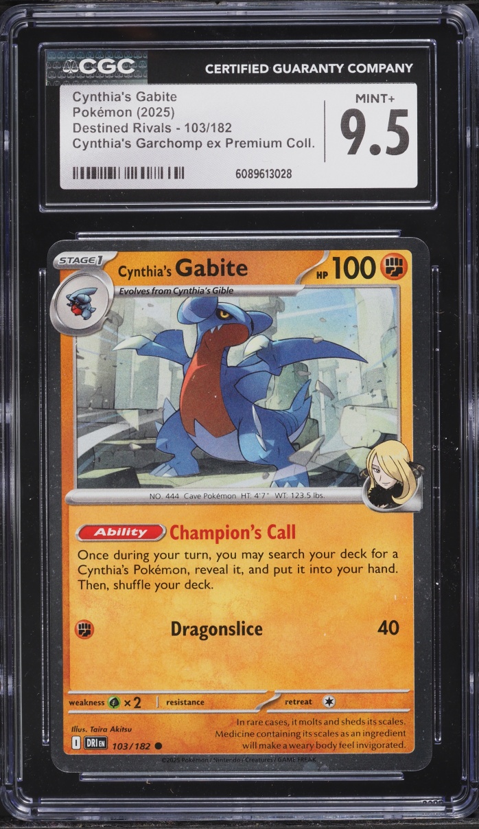 2025 Pokemon SV Destined Rivals Premium Collection Cynthia's Gabite #103 CGC 9.5 MINT+