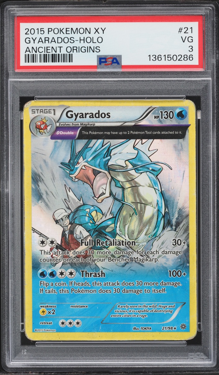 2015 Pokemon XY Ancient Origins Holo Gyarados #21 PSA 3 VG