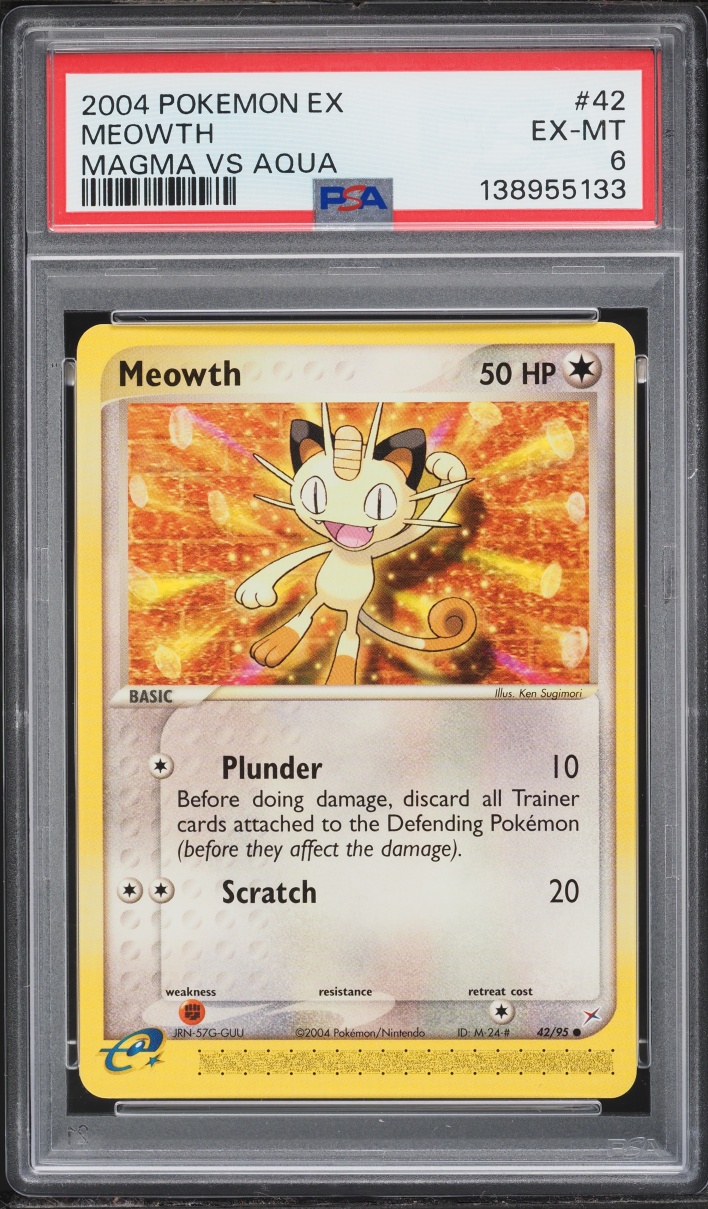 2004 Pokemon EX Team Magma VS Team Aqua Meowth #42 PSA 6 EXMT