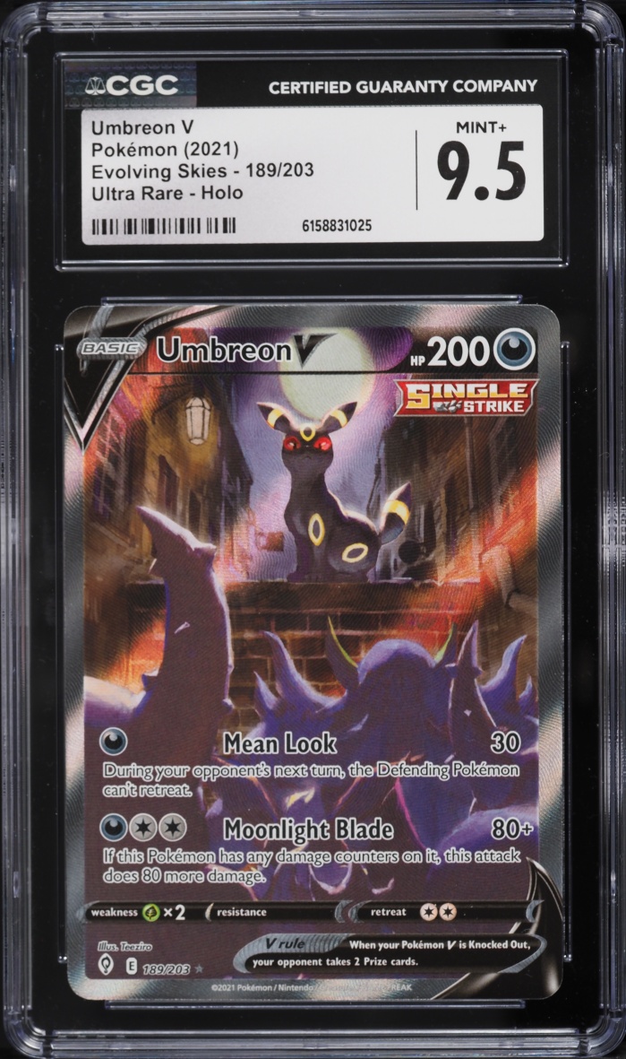 2021 Pokemon Sword & Shield Evolving Skies Alt Art Umbreon V #189 CGC 9.5 MINT+
