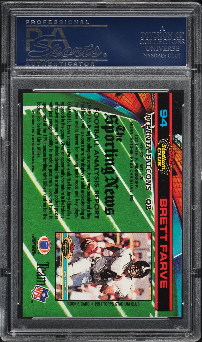 1991 Stadium Club Football Brett Favre ROOKIE #94 PSA 10 GEM MINT