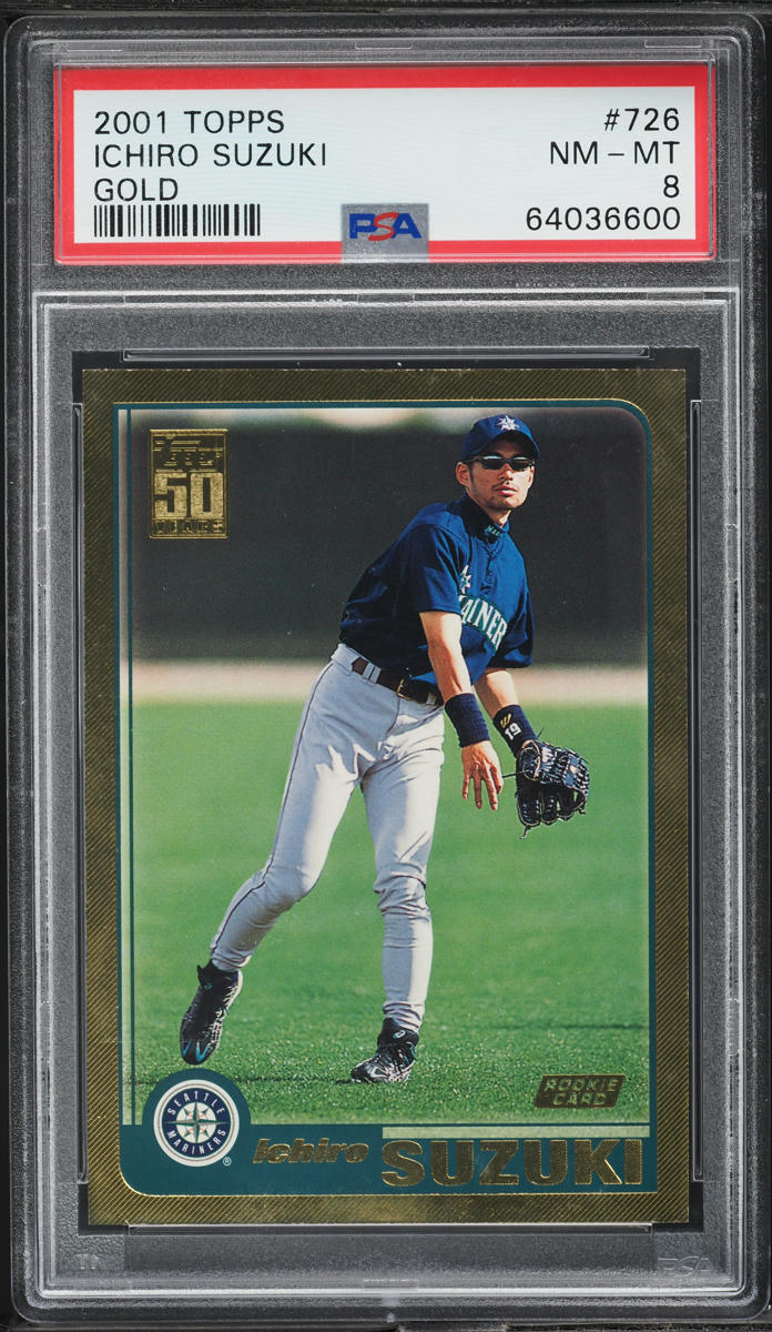 2001 Topps Gold Ichiro Suzuki ROOKIE /2001 #726 PSA 8 NM-MT