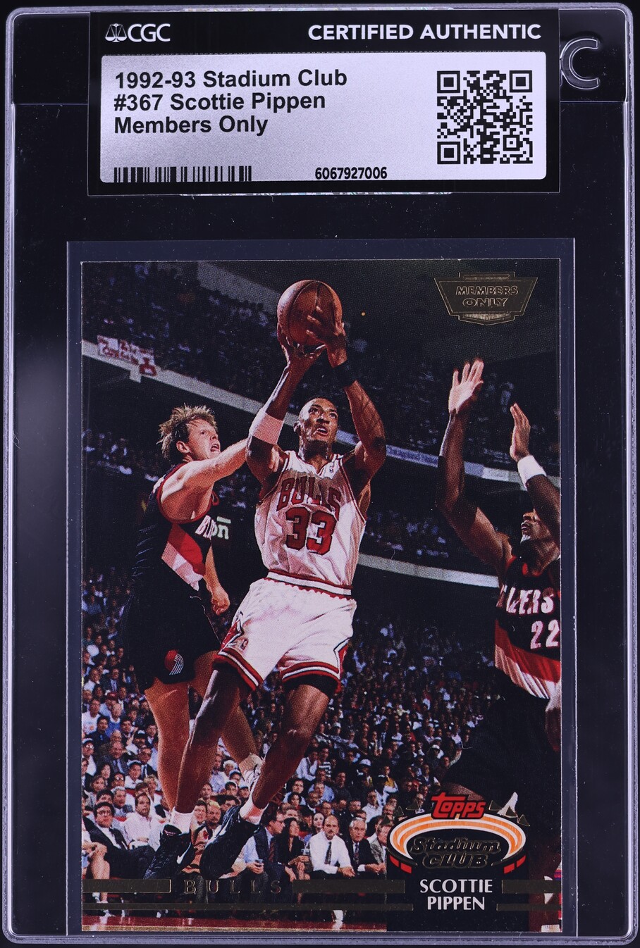 1992 Stadium Club Members Only Scottie Pippen #367 CGC AUTH