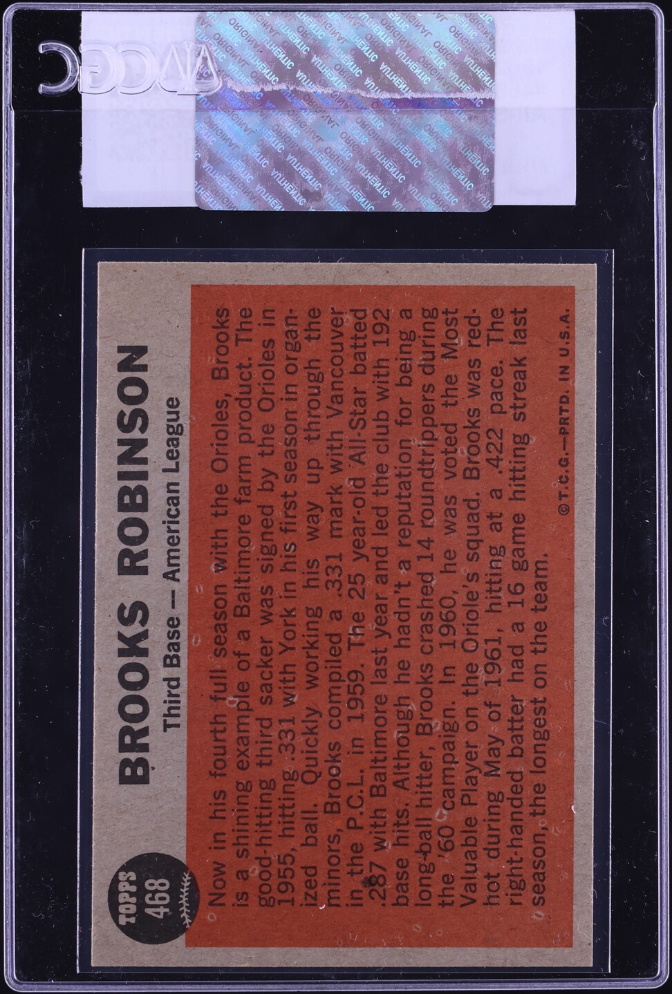 1962 Topps Brooks Robinson ALL-STAR #468 CGC AUTH