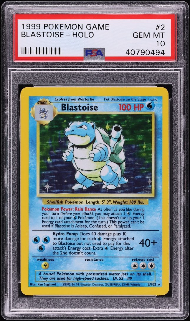 1999 Pokemon Base Set Holo Blastoise #2 PSA 10 GEM MINT