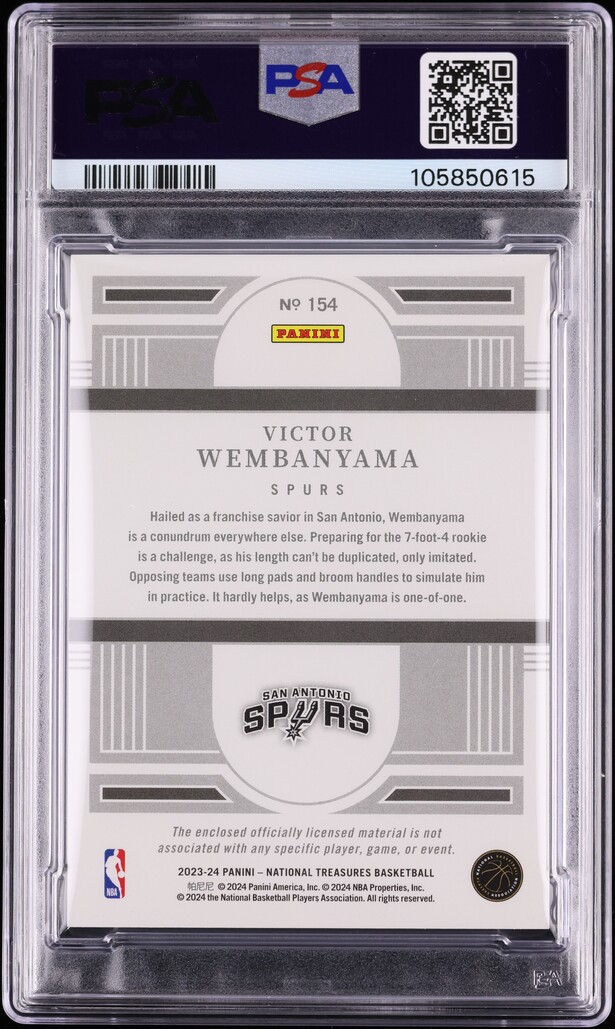 2023 National Treasures Victor Wembanyama ROOKIE LOGOMAN PATCH 1/1 PSA 9 MINT