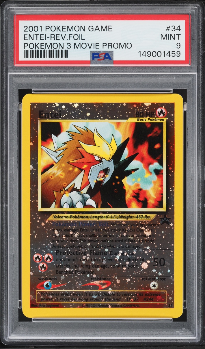 2001 Pokemon Movie 3 Promo Reverse Holo Entei #34 PSA 9 MINT