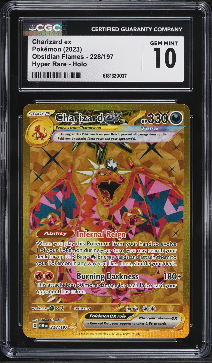 2023 Pokemon Scarlet & Violet Obsidian Flames Gold Rare Charizard EX #228 CGC 10 GEM MINT
