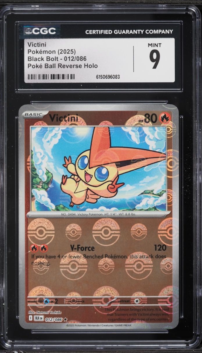 2025 Pokemon Scarlet & Violet Black Bolt Poke Ball Reverse Holo Victini #12 CGC 9 MINT