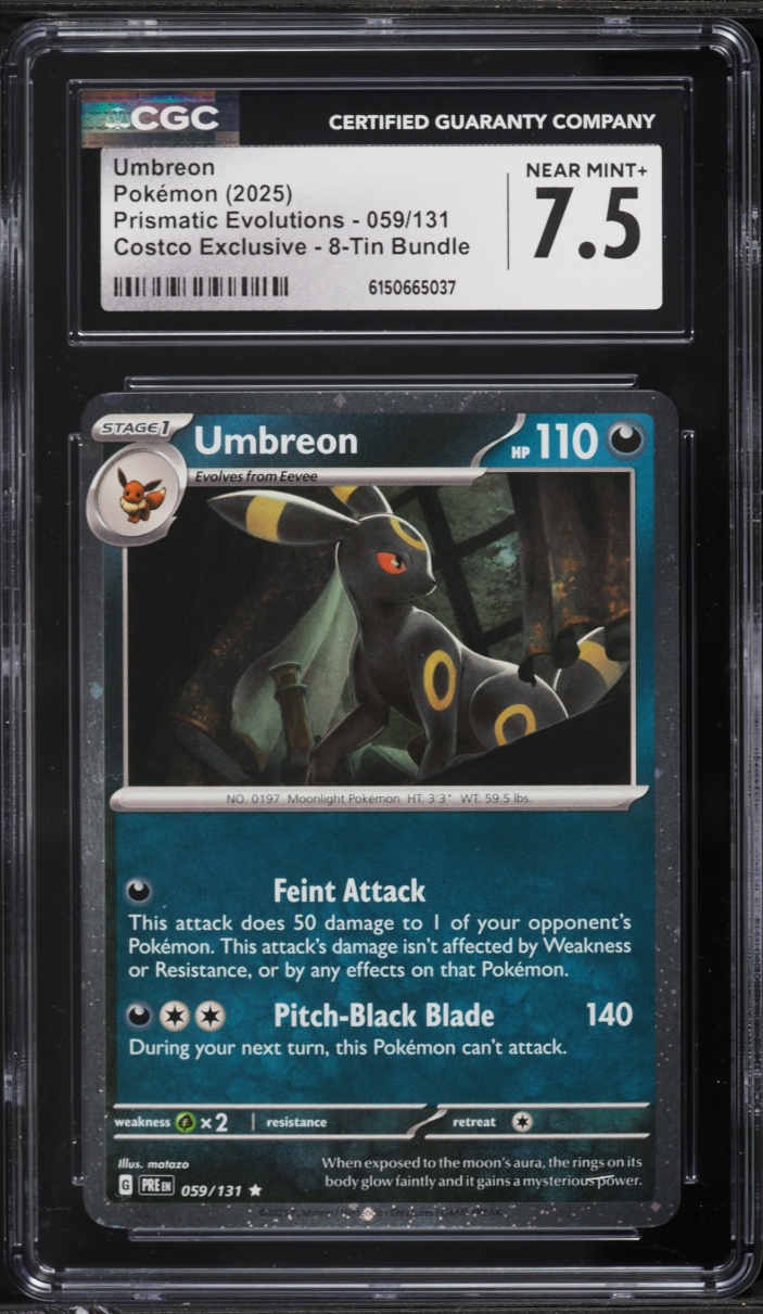 2025 Pokemon Scarlet & Violet Prismatic Evolutions Costco Exclusive Umbreon #59 CGC 7.5 NRMT+