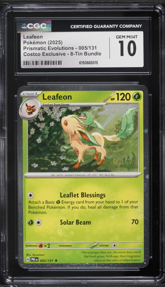 2025 Pokemon Scarlet & Violet Prismatic Evolutions Costco Exclusive Leafeon #5 CGC 10 GEM MINT