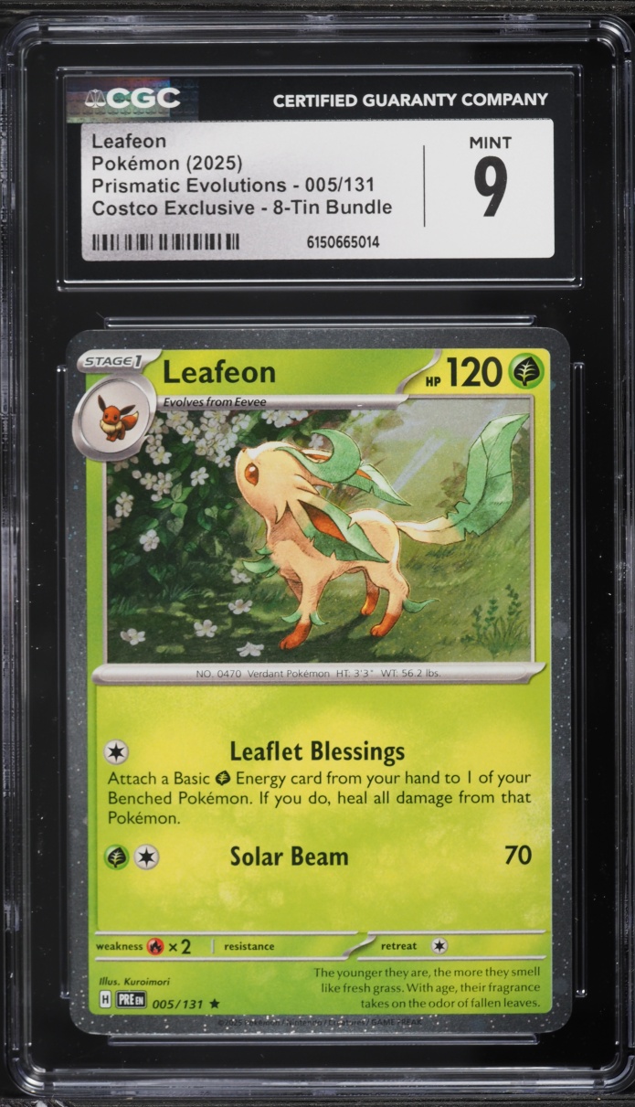 2025 Pokemon Scarlet & Violet Prismatic Evolutions Costco Exclusive Leafeon #5 CGC 9 MINT
