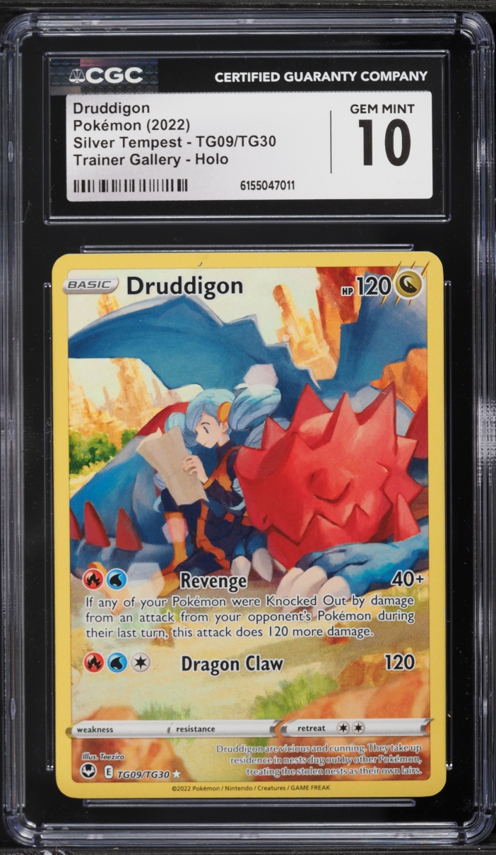 2022 Pokemon Sword & Shield Silver Tempest CHR Druddigon #TG09 CGC 10 GEM MINT
