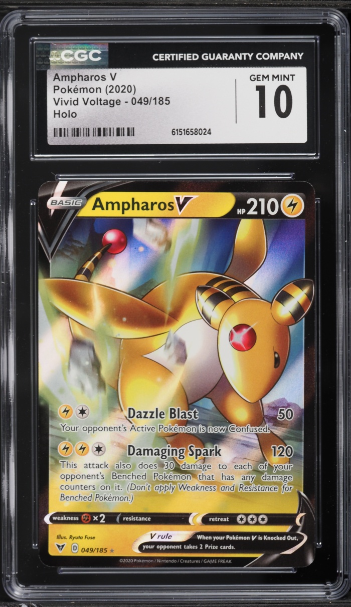 2020 Pokemon Sword & Shield Vivid Voltage Ampharos V #49 CGC 10 GEM MINT