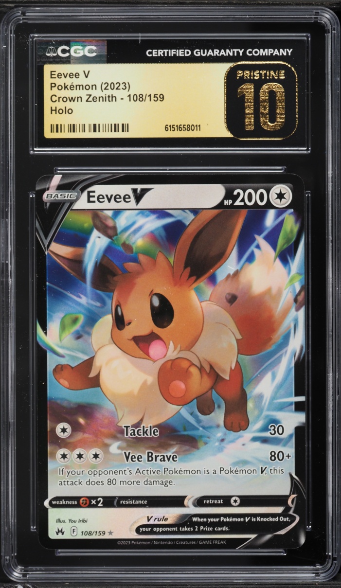 2023 Pokemon Sword & Shield Crown Zenith Full Art Eevee V #108 CGC 10 PRISTINE