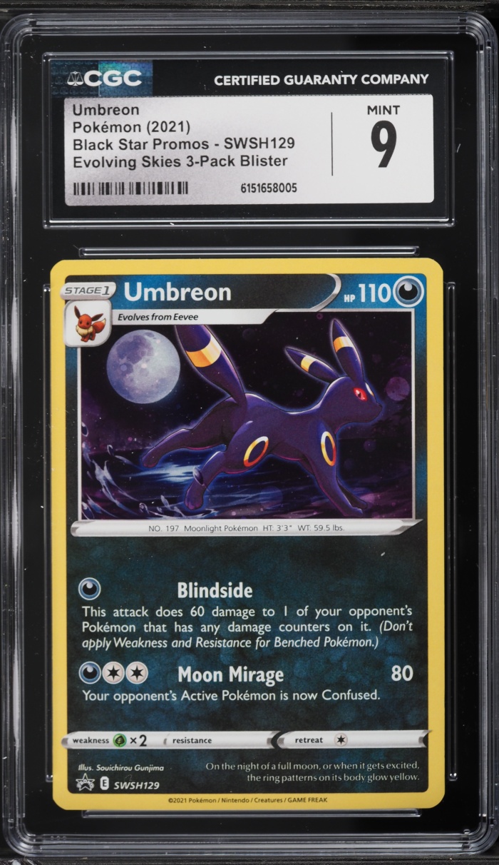 2021 Pokemon Sword & Shield Black Star Promo Evolving Skies Umbreon #SWSH129 CGC 9 MINT
