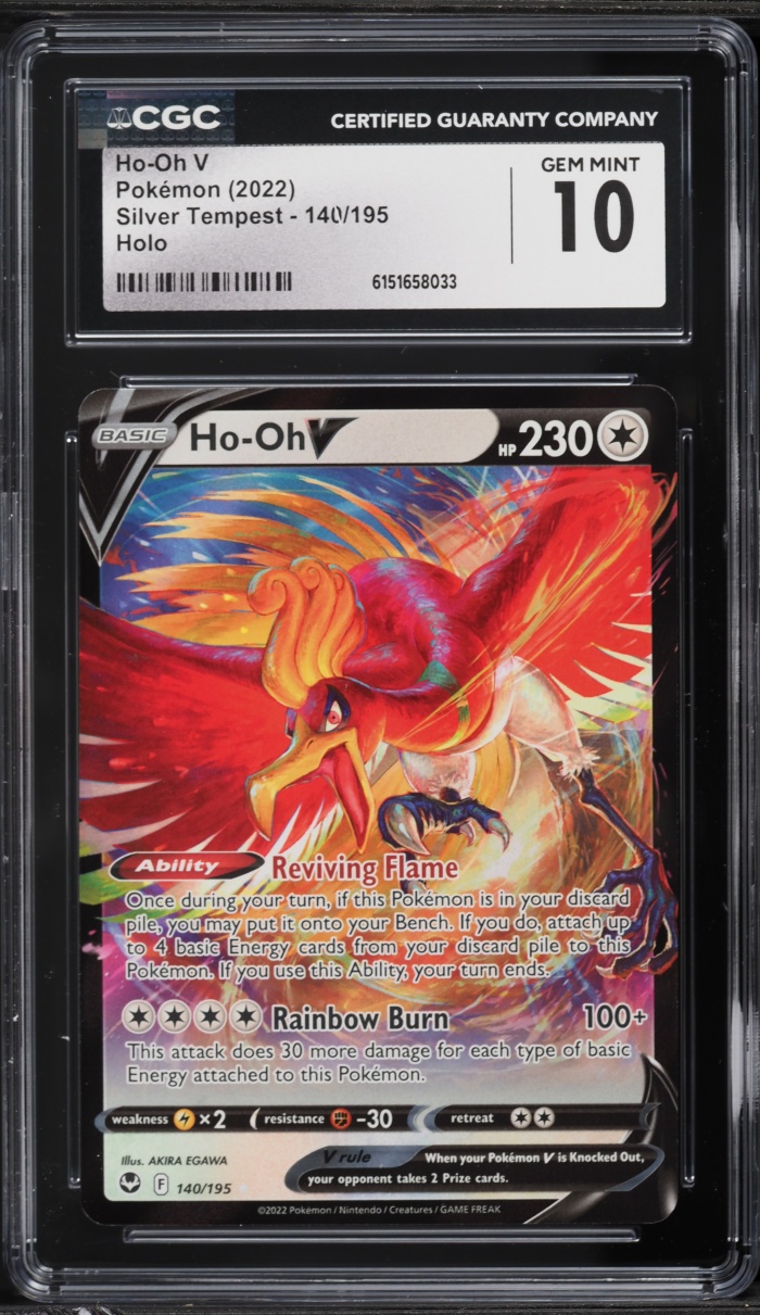 2022 Pokemon Sword & Shield Silver Tempest Alt Art Ho-Oh V #140 CGC 10 GEM MINT