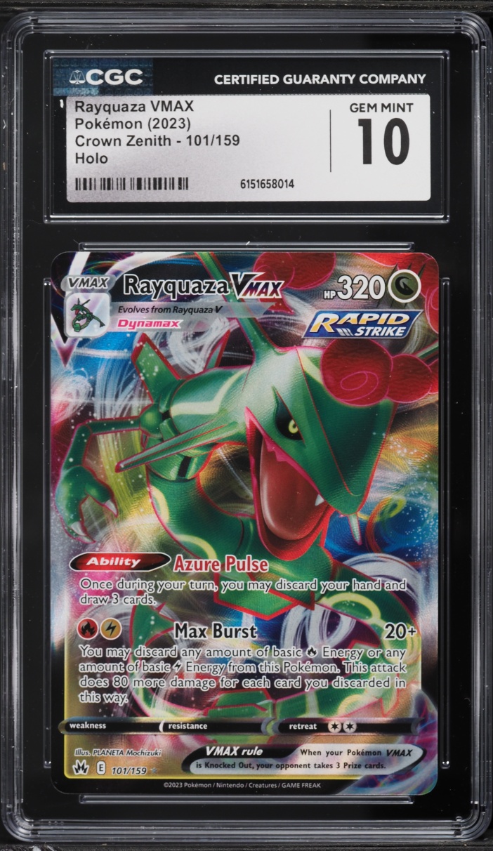 2023 Pokemon Sword & Shield Crown Zenith Full Art Rayquaza VMAX #101 CGC 10 GEM MINT