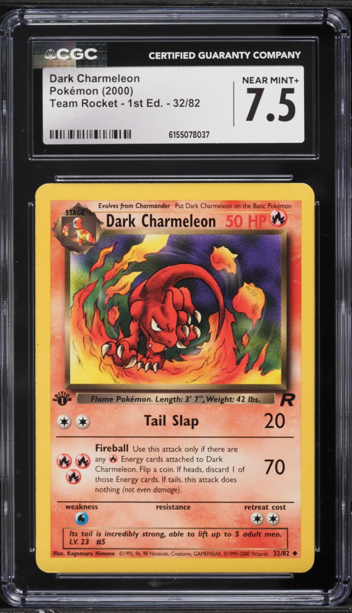 2000 Pokemon Team Rocket 1st Edition Dark Charmeleon #32 CGC 7.5 NRMT+