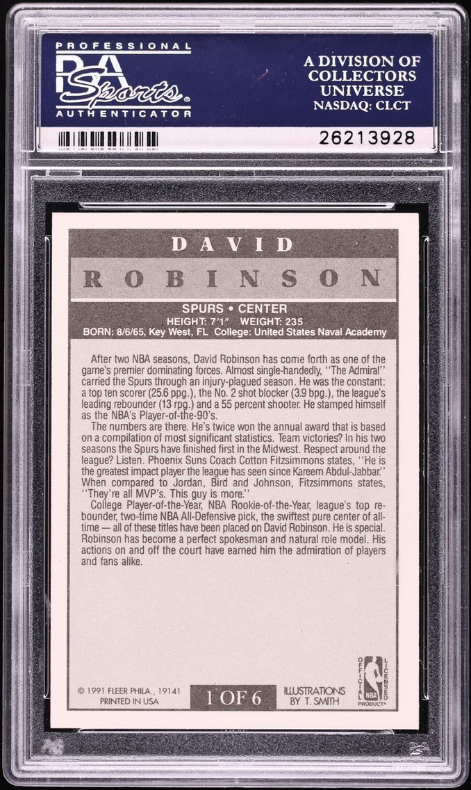1991 Fleer Pro-Visions David Robinson #1 PSA 10 GEM MINT