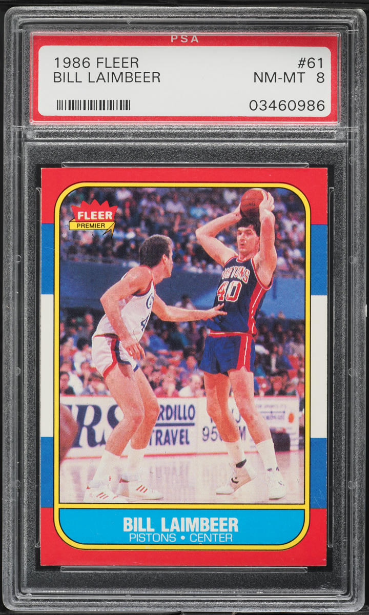 1986 Fleer Basketball Bill Laimbeer #61 PSA 8 NM-MT