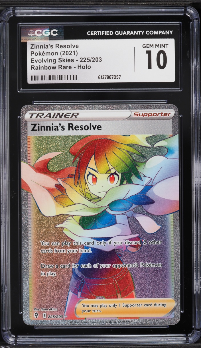 2021 Pokemon Sword & Shield Evolving Skies Rainbow Rare Zinnia's Resolve #225 CGC 10 GEM MINT