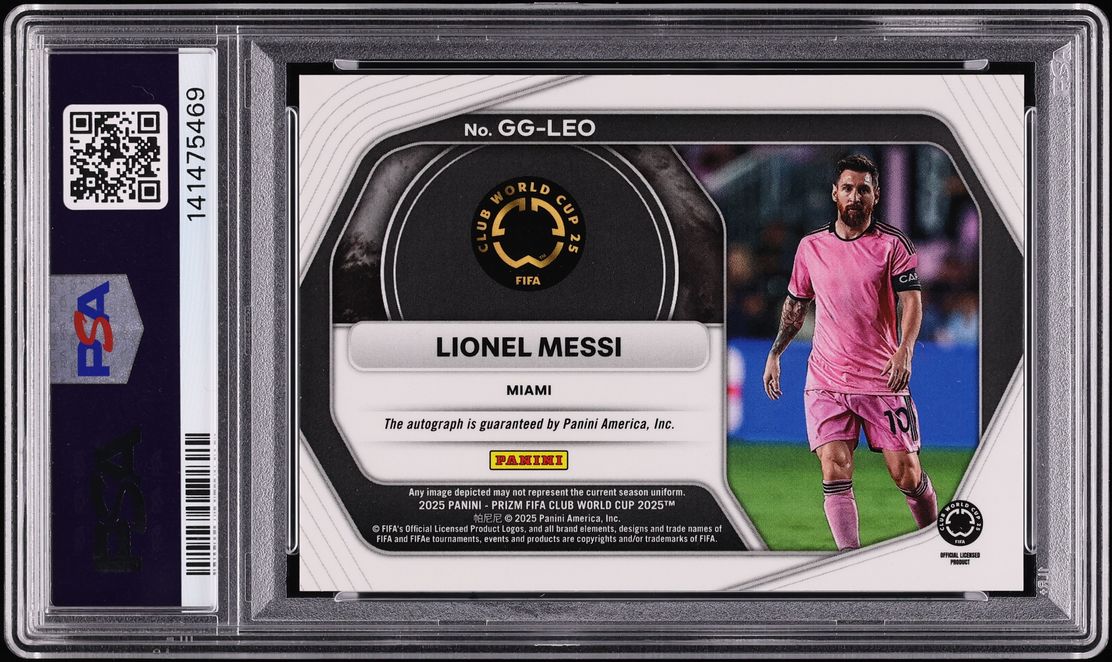 2025 Panini Prizm FIFA Club World Cup Global Graphs Lionel Messi AUTO DNA 10 #GG-LEO PSA 10 GEM